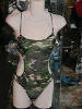 Green camo one piece swim suit